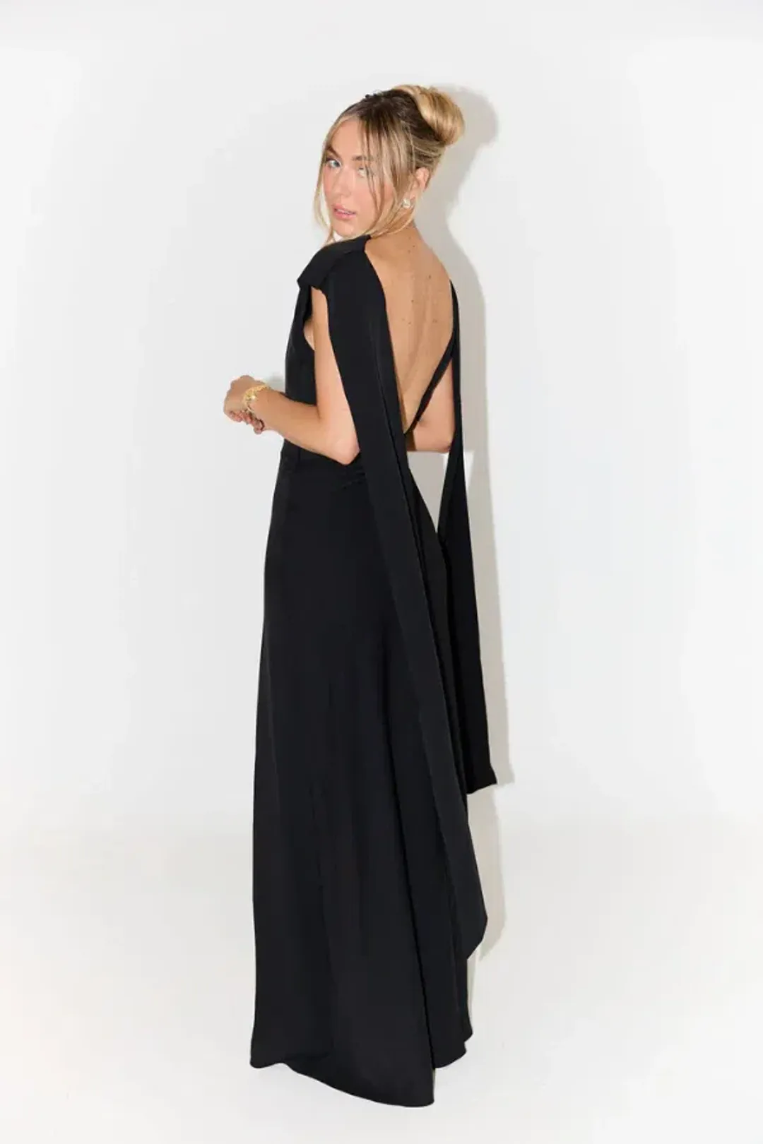 Odd Muse The Ultimate Muse Drape Back Maxi Dress Black Size AU 8 for rent on The Volte - main image