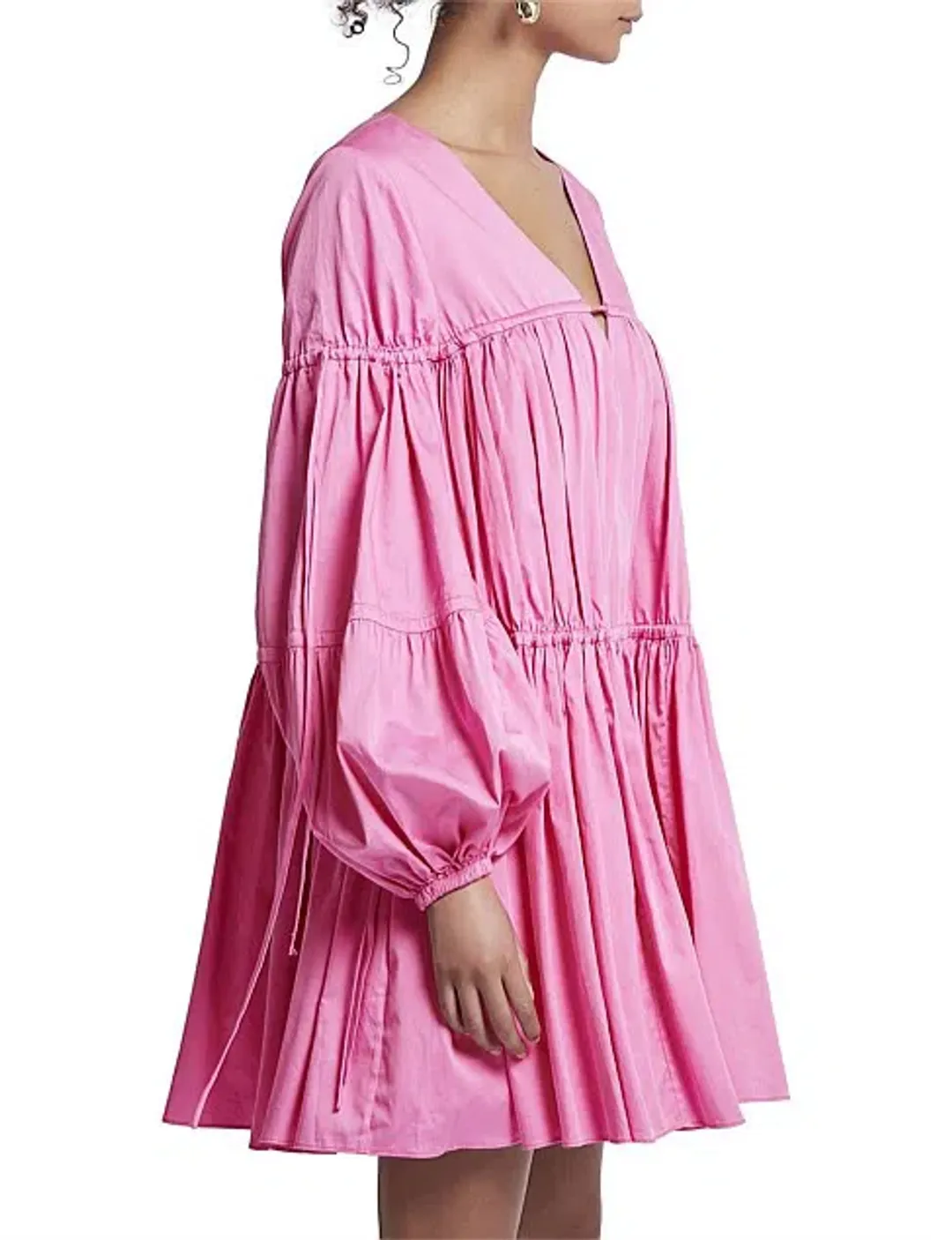 Aje Overture Gathered Smock Mini Dress Pink Size 10 (will fit up to 16) for rent on The Volte - main image