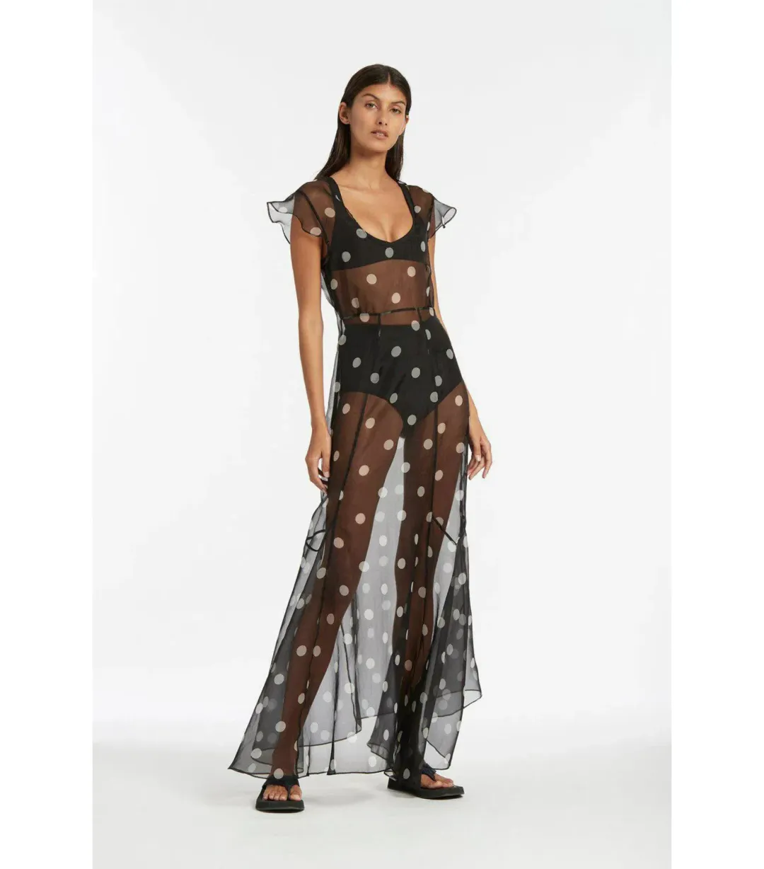 Sir The Label Margot Low Back Gown Black Polka Dot Size 1 / AU 8 for rent on The Volte - main image