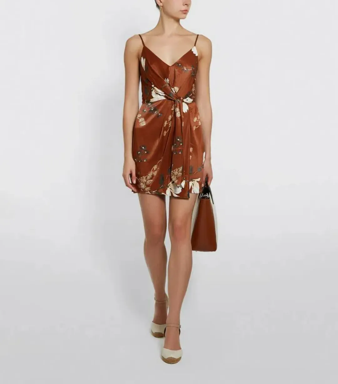 Shona Joy St Lucia Tie-Front Draped Mini Dress Floral Size AU 6 for rent on The Volte - main image