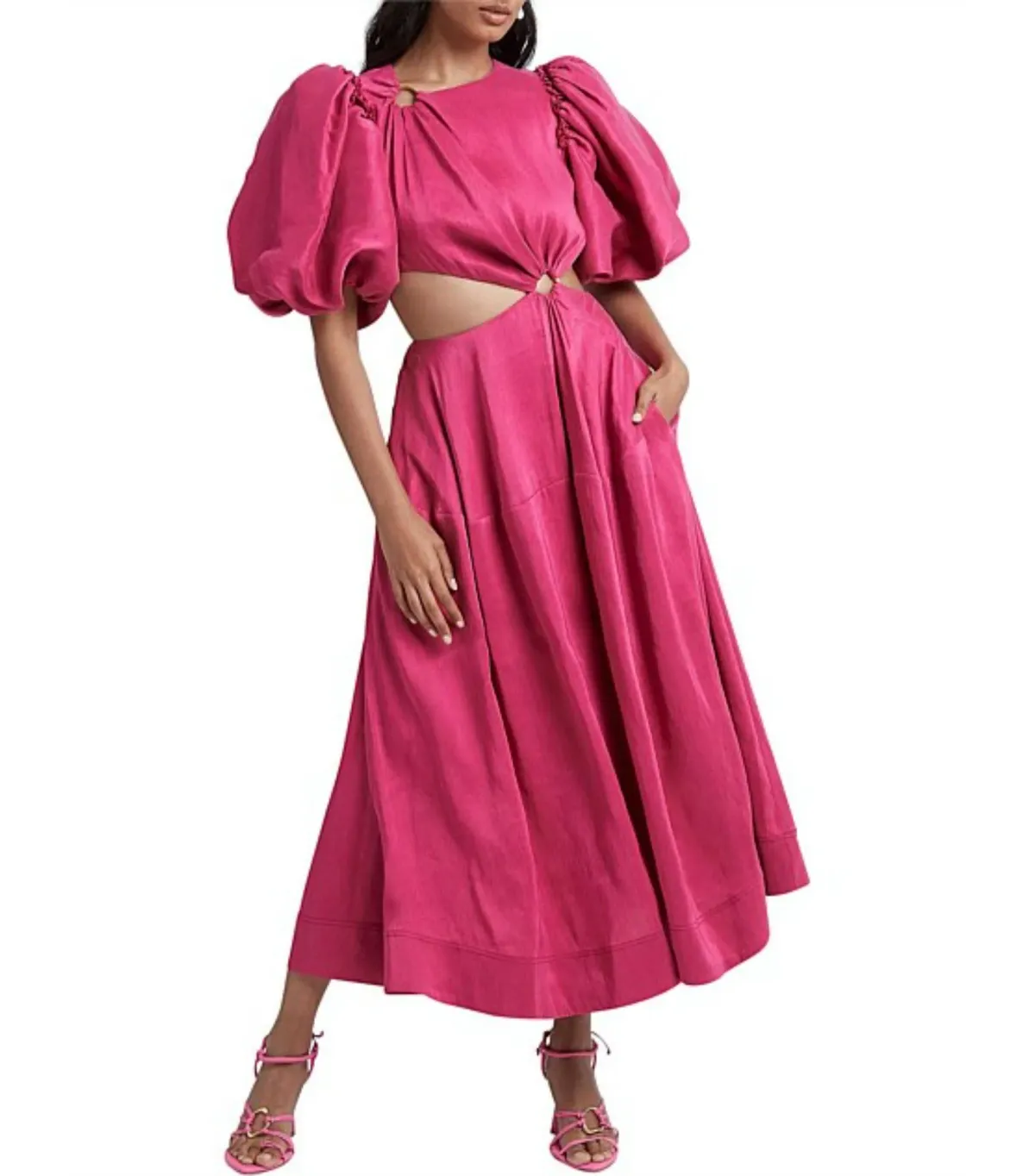 Aje Vanades Cut Out Ring Dress in Fuchsia Pink Size AU 6  for rent on The Volte - main image