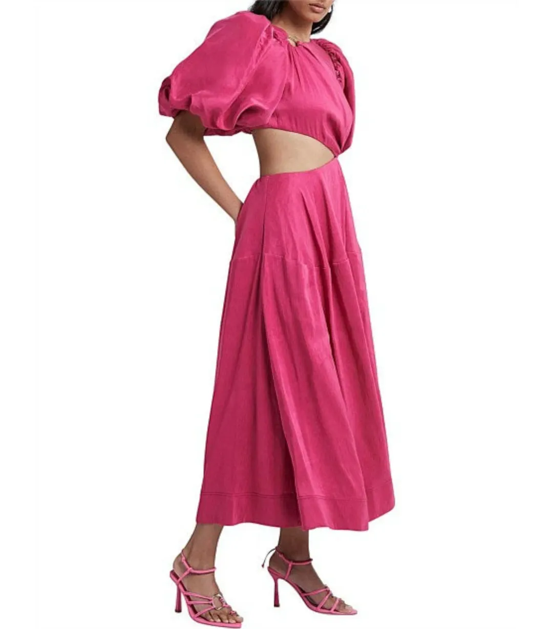 Aje Vanades Cut Out Ring Dress in Fuchsia Pink Size AU 6  for rent on The Volte - main image