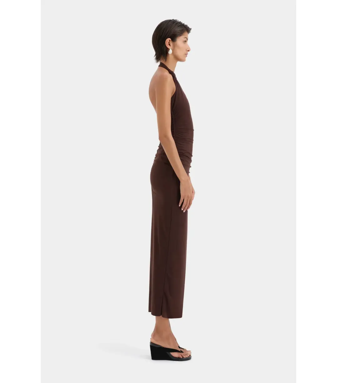 Sir the Label Jacques Knot Midi Dress in Chocolate Size 3 / AU 12  for rent on The Volte - main image