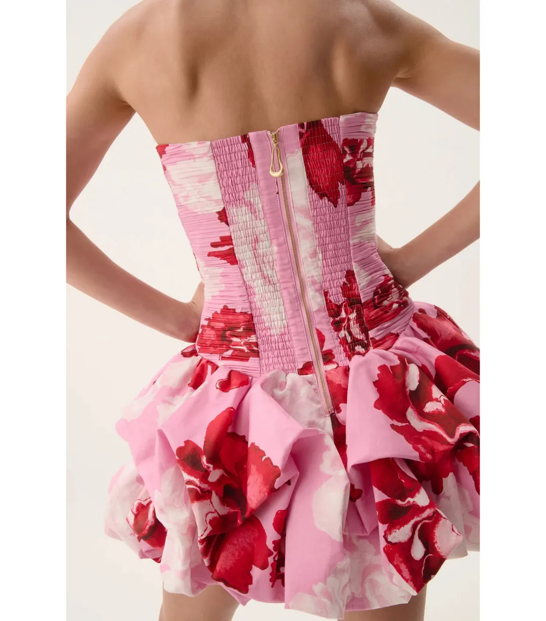Aje Violette Bubble Hem Mini Dress Pink Boldy Blooming Size AU 8 for rent on The Volte - main image