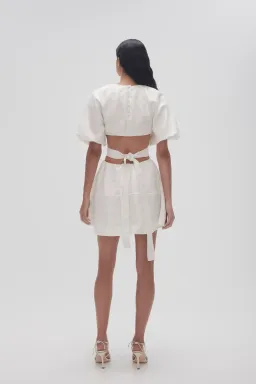 Aje Mimosa Cut Out Mini Dress Ivory Size AU 10 for rent on The Volte - image 2