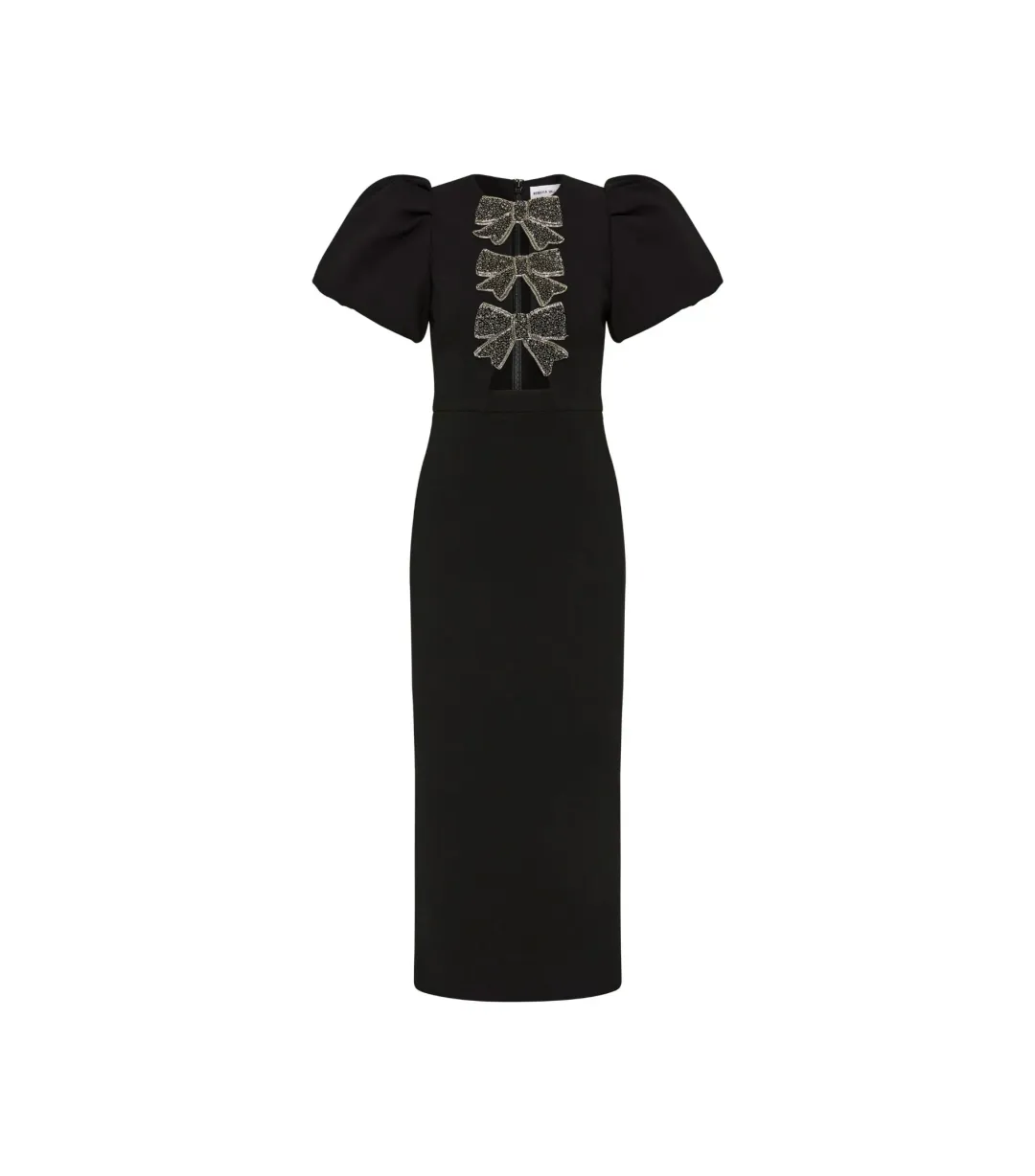 Rebecca Vallance Eliana Puff Sleeve Midi Dress Black Size AU 12  for rent on The Volte - main image