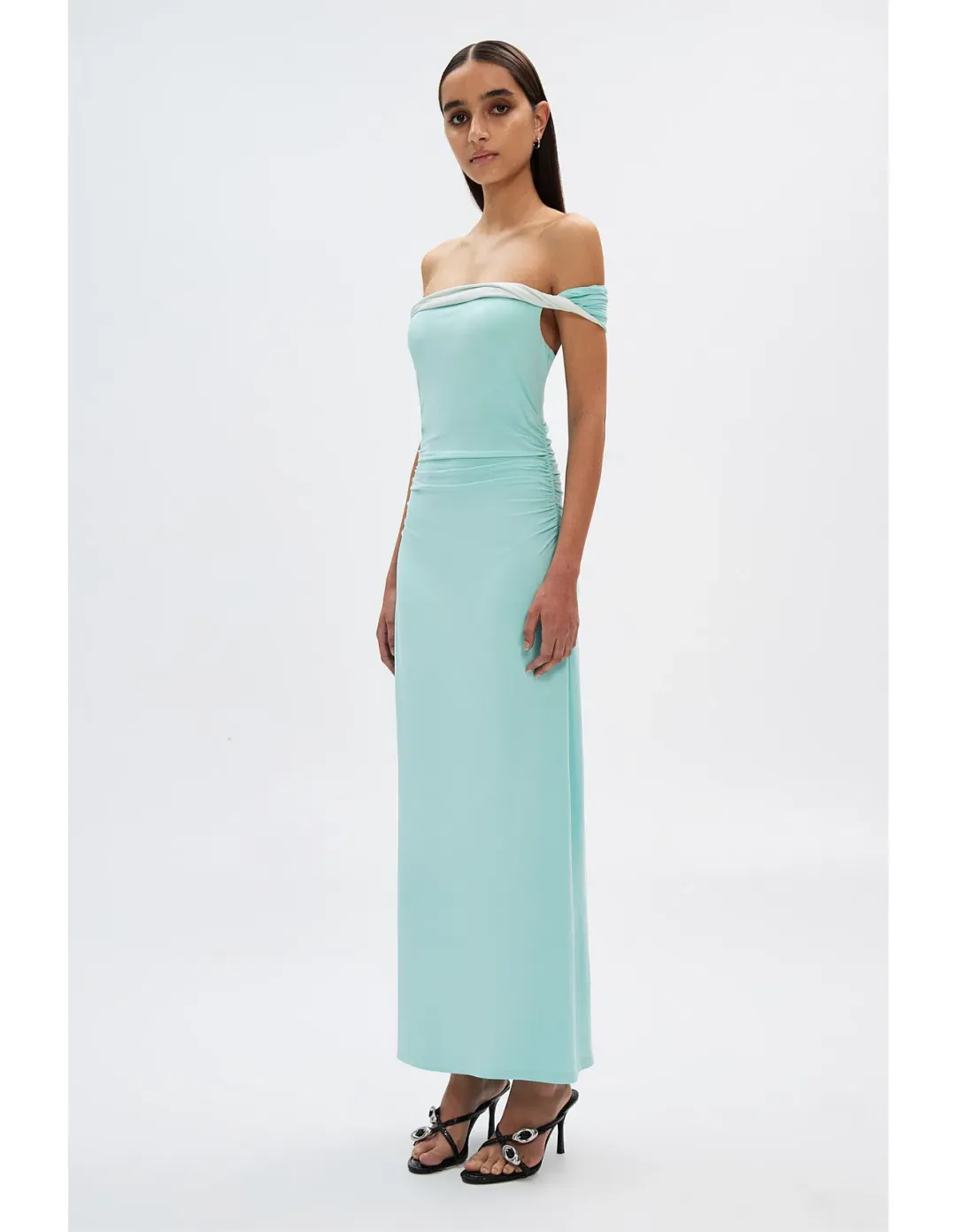 Misha Georgina Jersey Dress Aqua Size 6 for rent on The Volte - main image