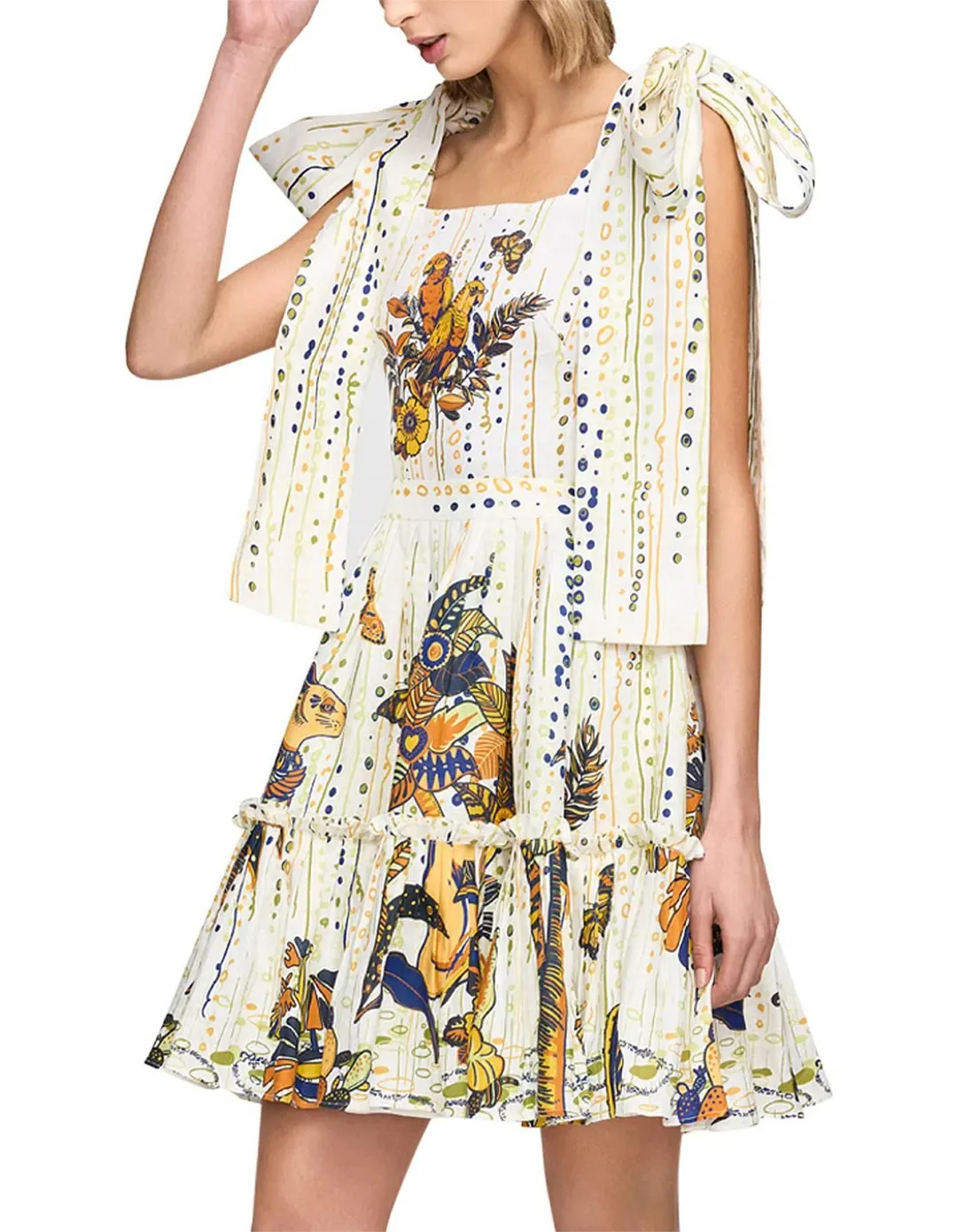 Leo Lin La Vida Bowtie Mini Dress Print Size AU 8  for rent on The Volte - main image