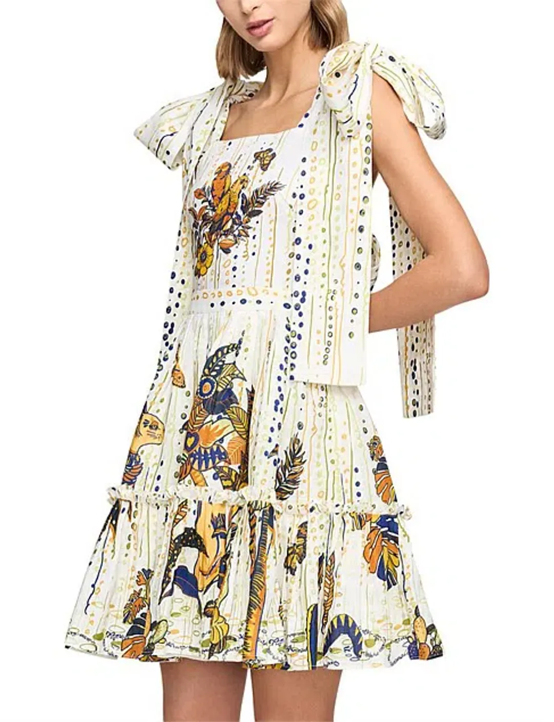 Leo Lin La Vida Bowtie Mini Dress Print Size AU 8  for rent on The Volte - main image