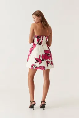 Aje Baret Strapless Mini Dress Falling Florals Size 10 for rent on The Volte - image 2