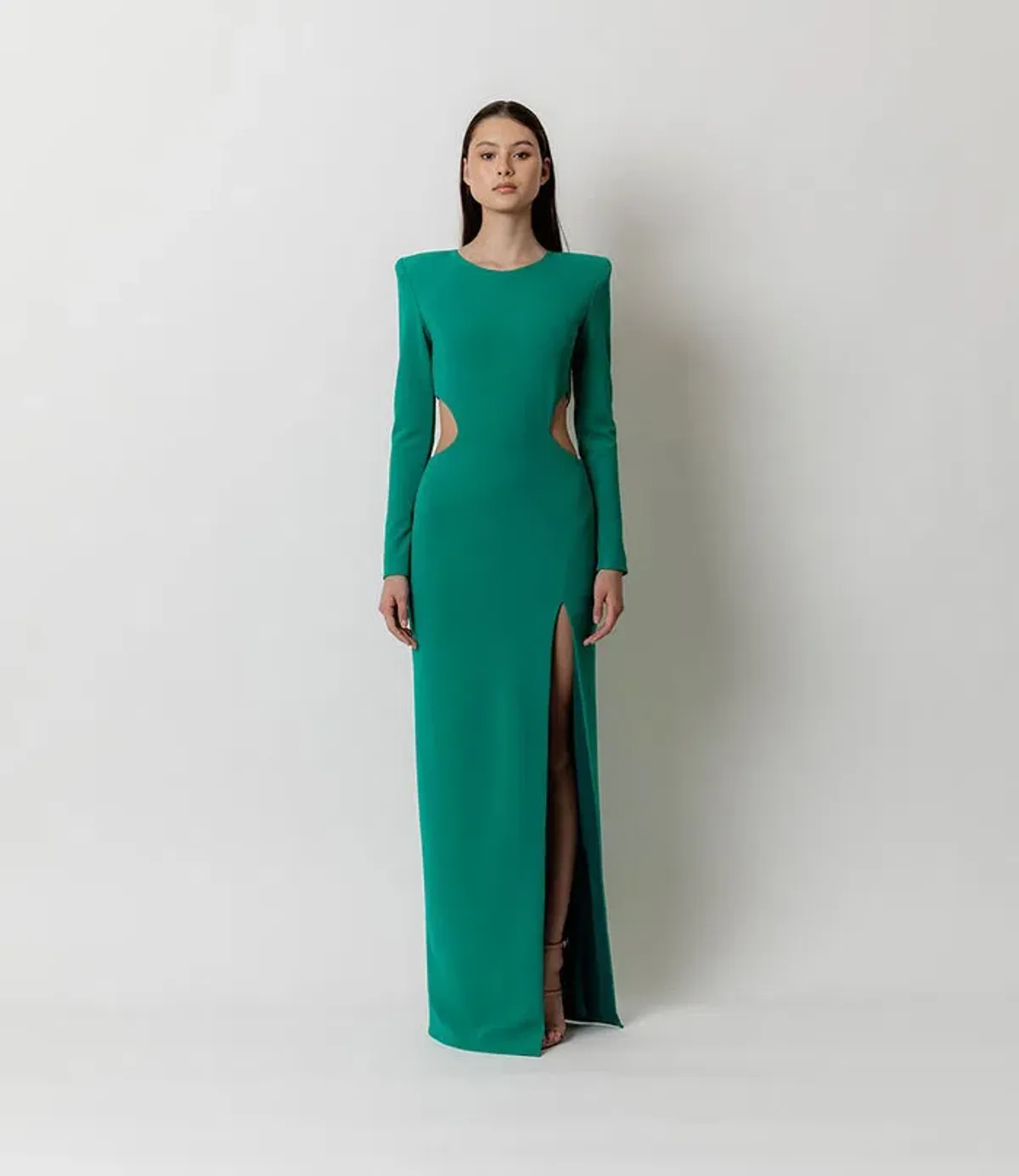Meraki Official Frankie Cut-out Floor length Gown Green Size 8 for rent on The Volte - main image