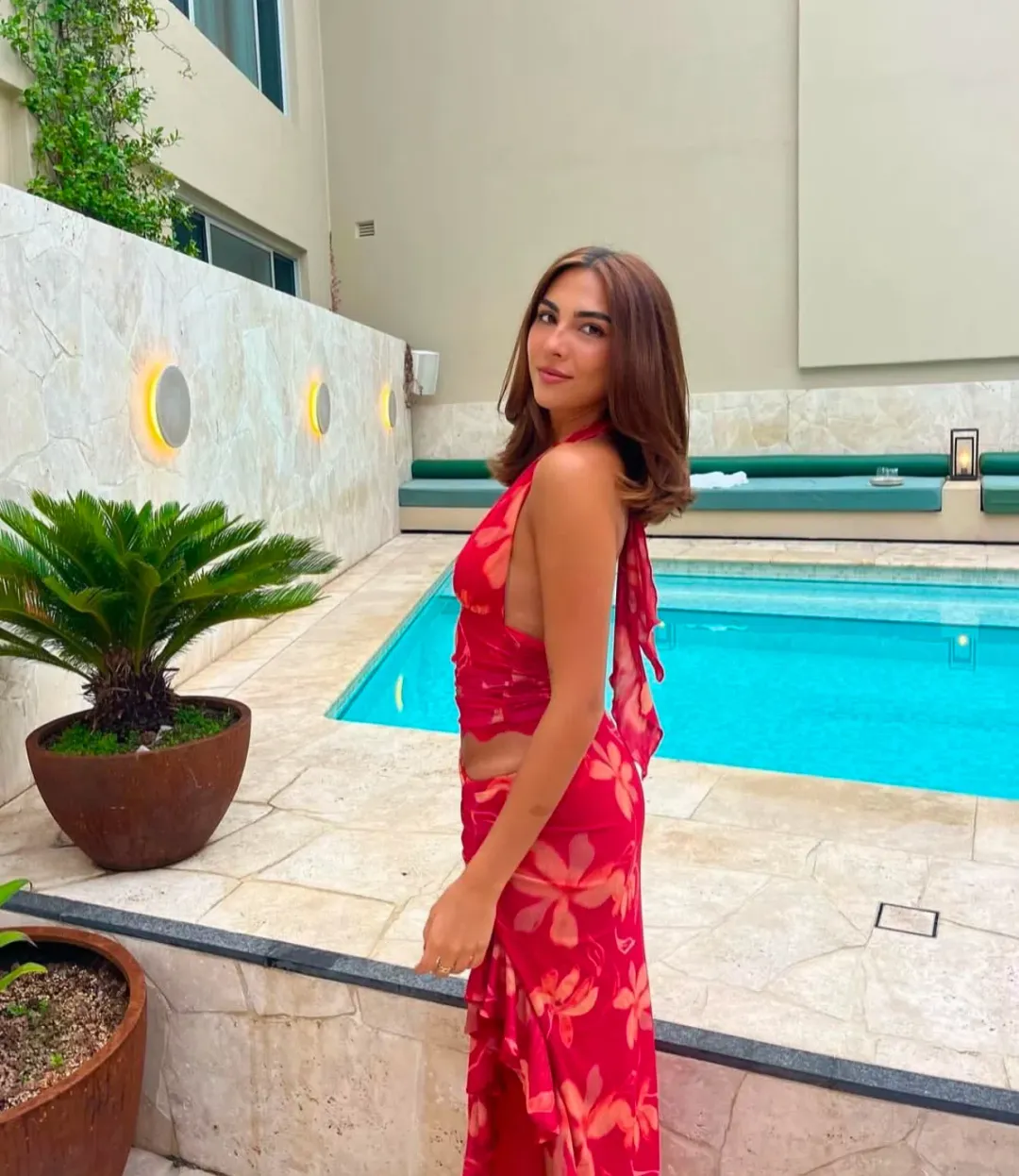 Benni Penelope Halter Maxi Dress in Hibiscus Floral Size 8 for rent on The Volte - main image