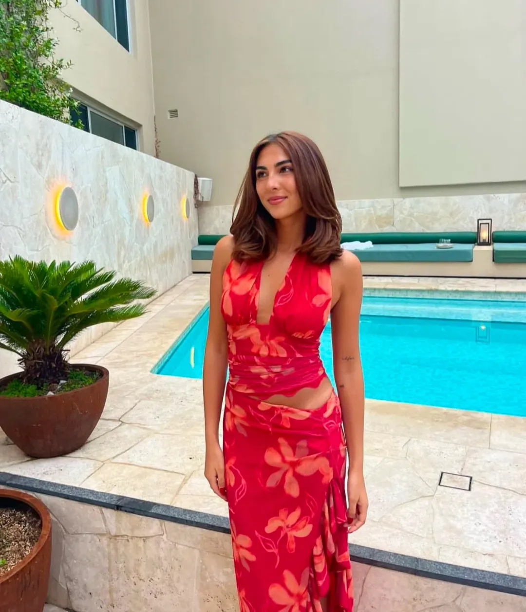 Benni Penelope Halter Maxi Dress in Hibiscus Floral Size 8 for rent on The Volte - main image