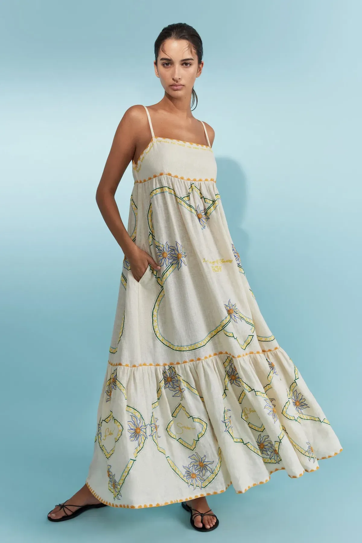 Antipodean Flower Seeker Sun Dress in Snow Drop in size 10 for rent on The Volte - main image