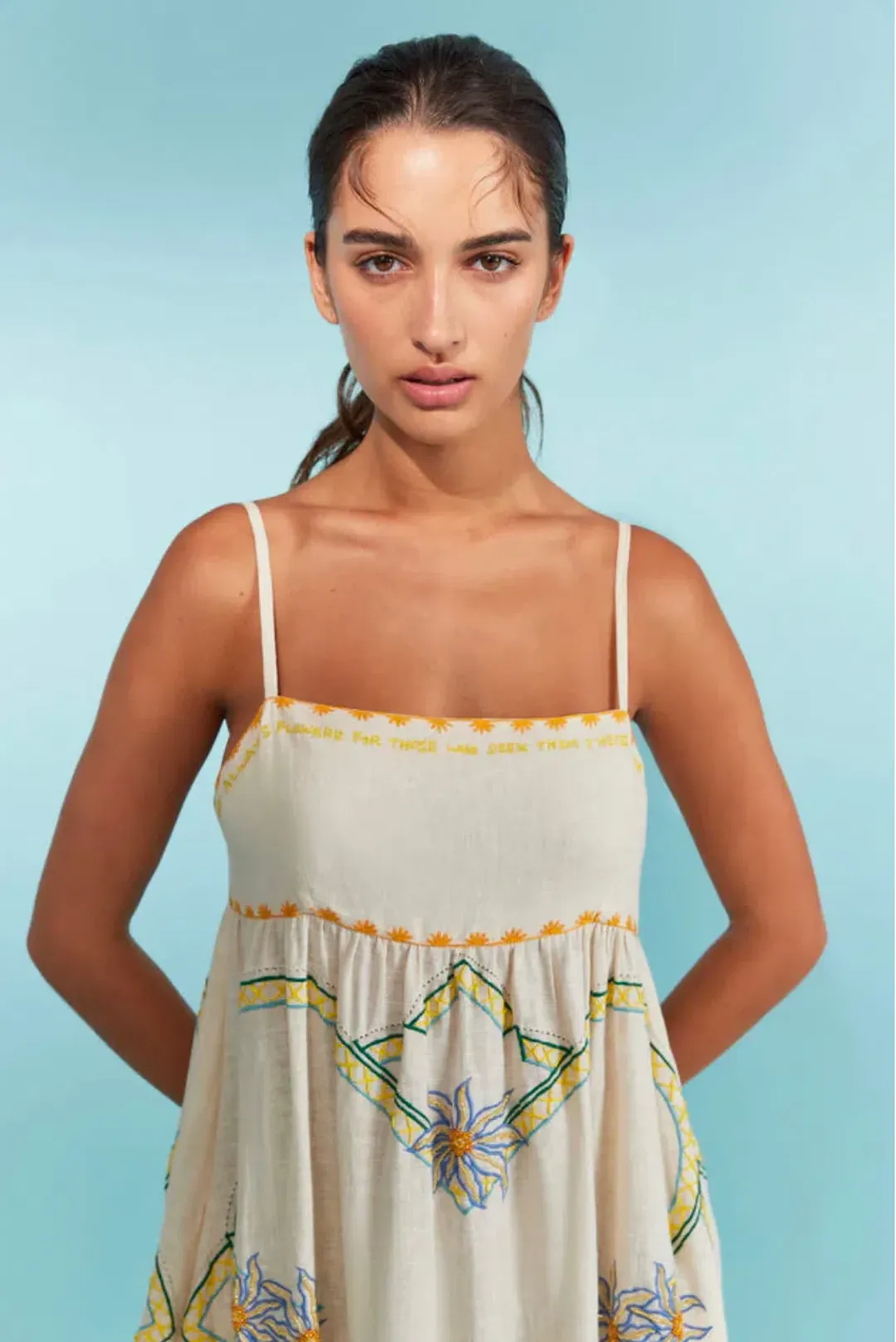Antipodean Flower Seeker Sun Dress in Snow Drop in size 10 for rent on The Volte - main image