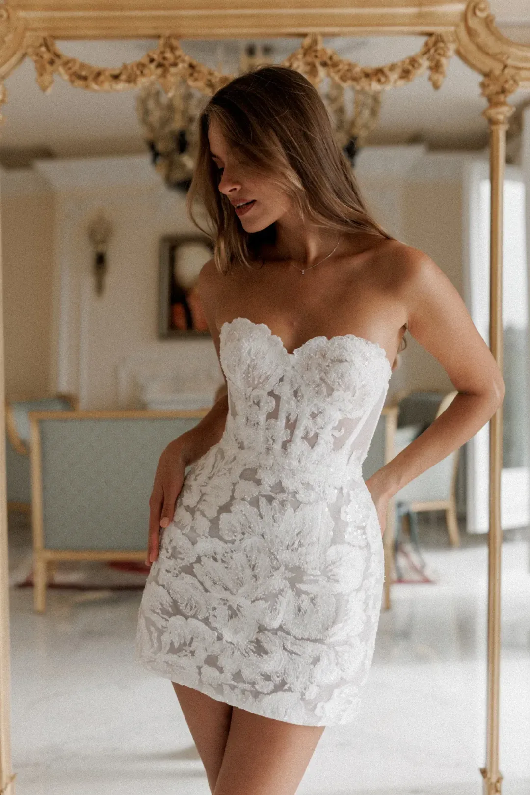 Rosie Etienne Amelie Mini Dress White Size UK4/ US 0  for rent on The Volte - main image