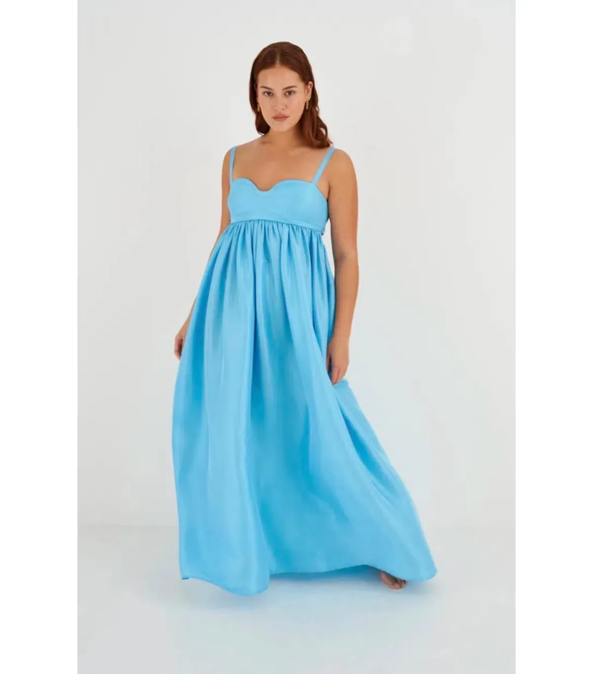 Oroton Bodice Detail Gown Lake Blue Size AU 8 for rent on The Volte - main image