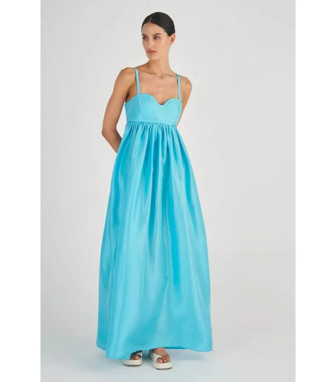 Oroton Bodice Detail Gown Lake Blue Size AU 8 for rent on The Volte - main image