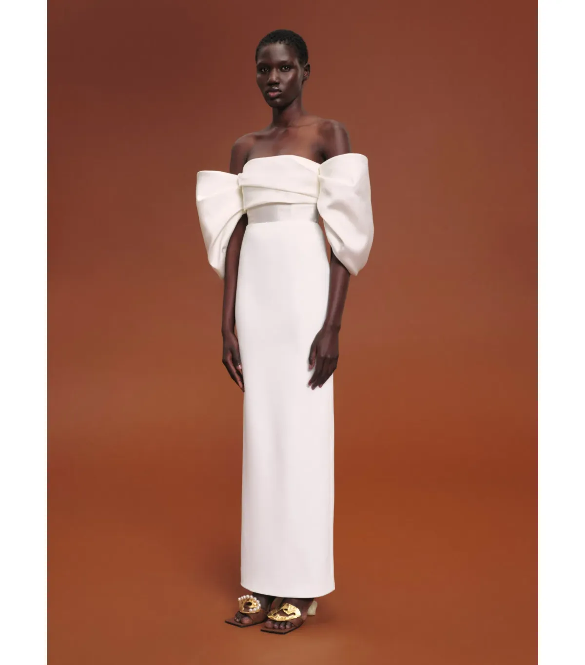 Solace London Arla Gown in Ivory Size AU 12 for rent on The Volte - main image