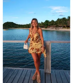 Benni Harlow Halter Dress in Butter Floral Size AU 6 for rent on The Volte - image 9