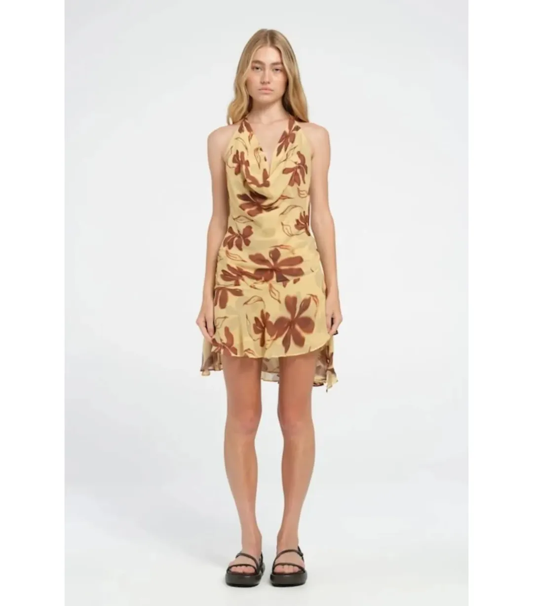 Benni Harlow Halter Dress in Butter Floral Size AU 6 for rent on The Volte - main image