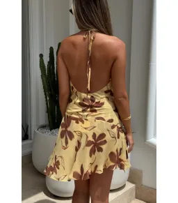 Benni Harlow Halter Dress in Butter Floral Size AU 6 for rent on The Volte - image 6