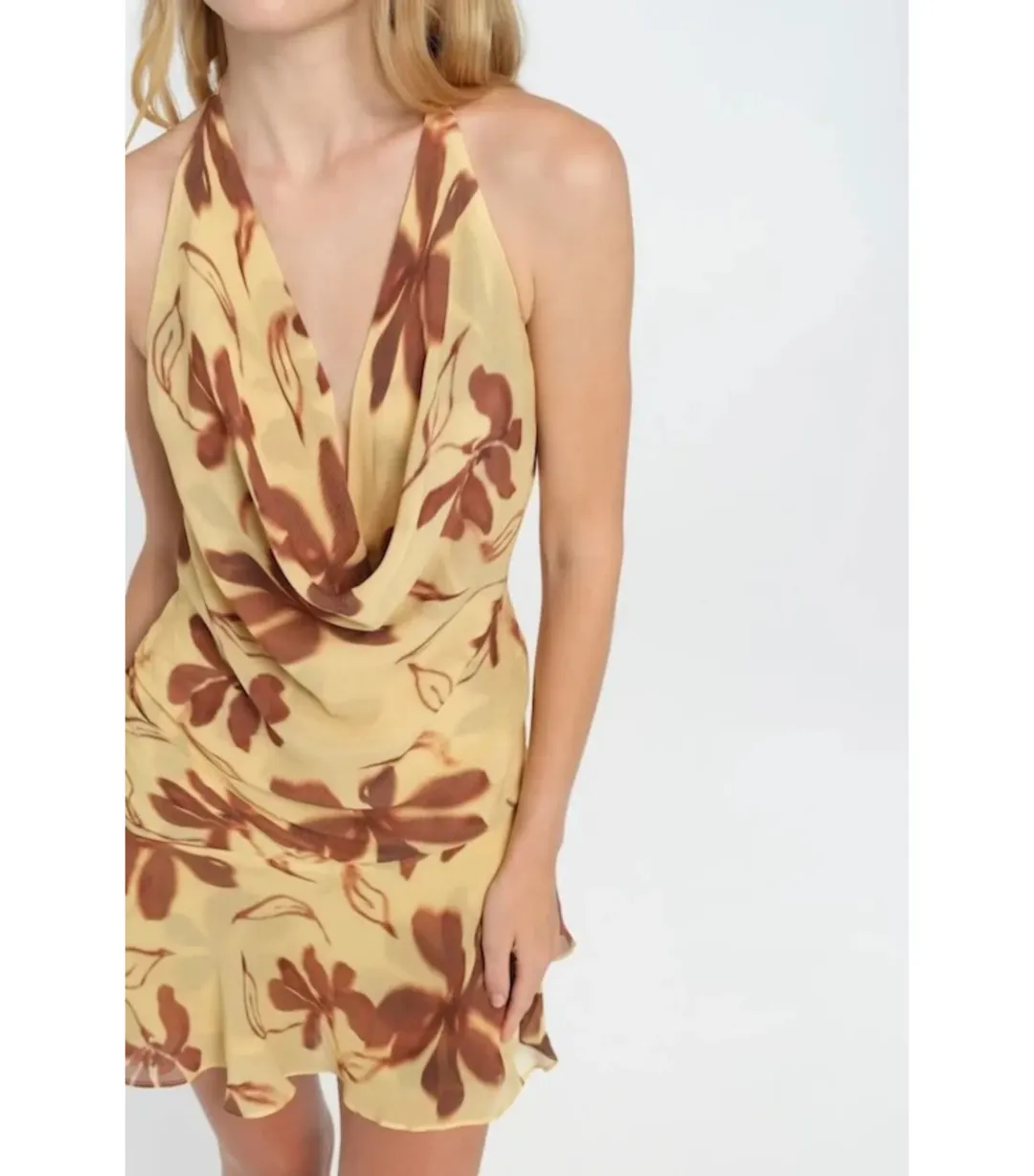 Benni Harlow Halter Dress in Butter Floral Size AU 6 for rent on The Volte - main image