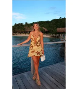 Benni Harlow Halter Dress in Butter Floral Size AU 6 for rent on The Volte - image 7