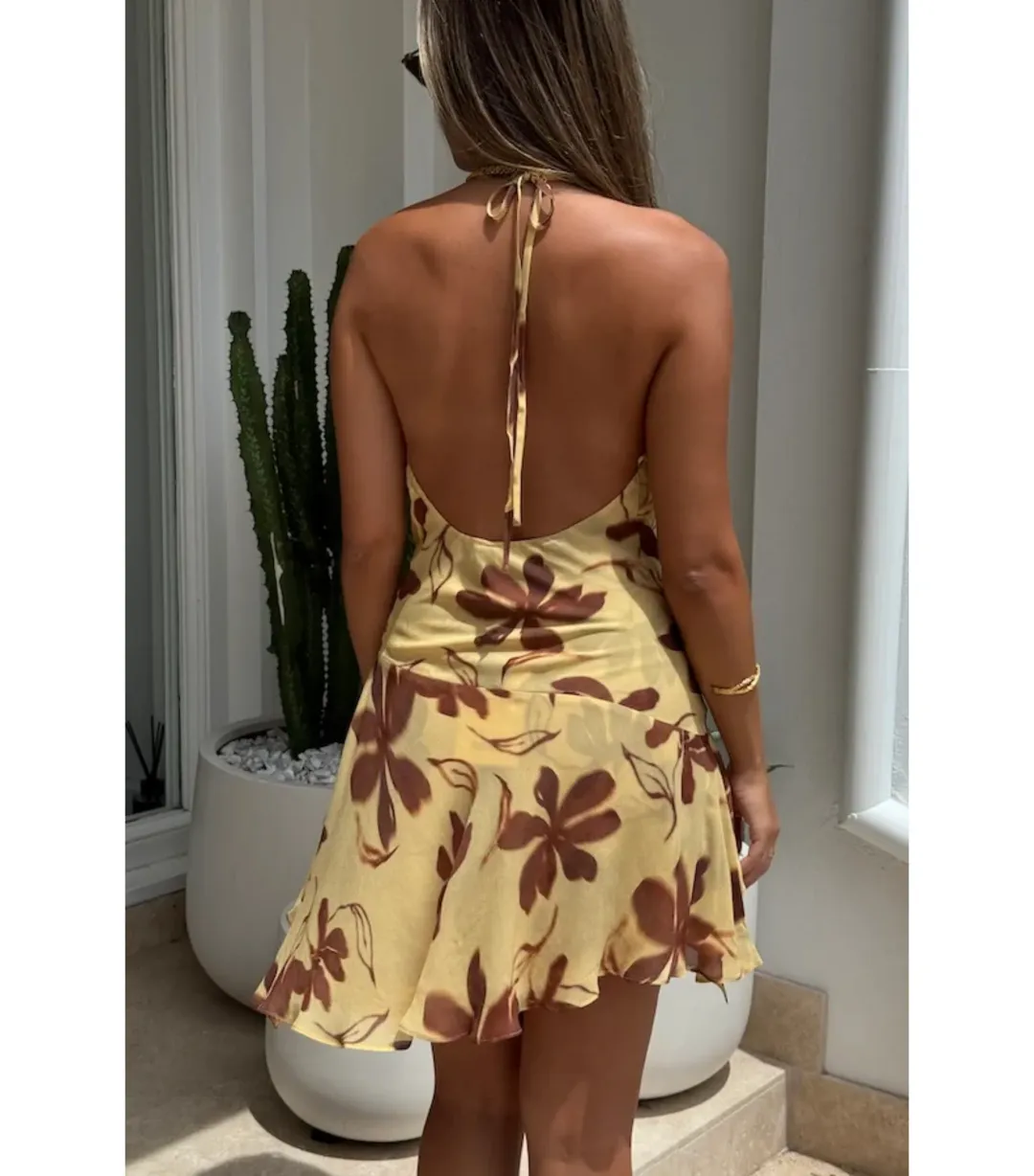Benni Harlow Halter Dress in Butter Floral Size AU 10 for rent on The Volte - main image