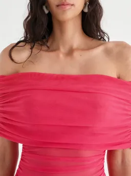 Benni Nico Off Shoulder Mini Dress Watermelon Size S / AU 8 for rent on The Volte - image 4