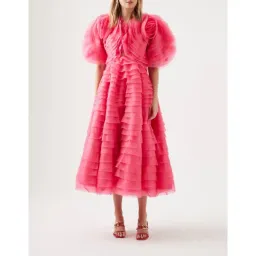 Aje Amour Ruffle Midi Dress Pink Size 4 for rent on The Volte - image 1