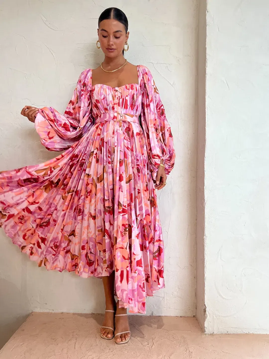 Acler Lothair Midi Dress In Peony Harvest Size 6  for rent on The Volte - main image