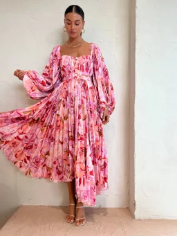 Acler Lothair Midi Dress In Peony Harvest Size 6  for rent on The Volte - image 1