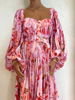 Acler Lothair Midi Dress In Peony Harvest Size 6  for rent on The Volte - image 3