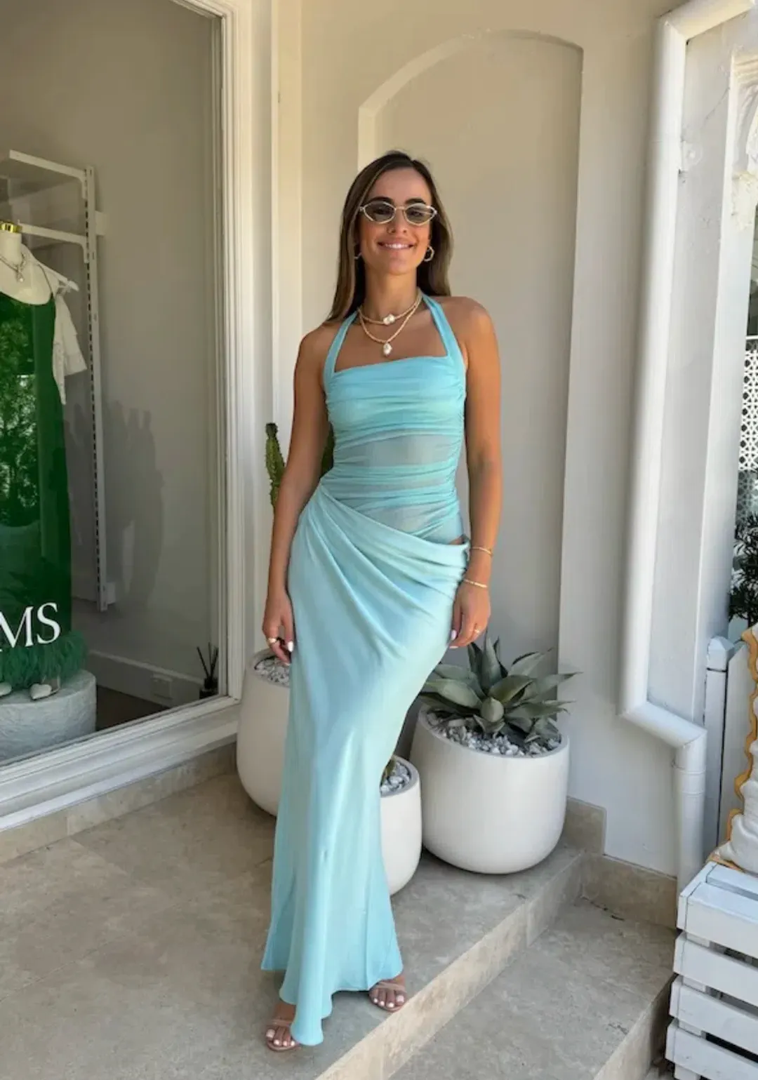 Benni Gina Halter Dress Aquamarine 10 for rent on The Volte - main image