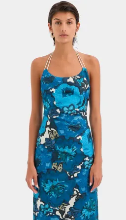 Sir the Label Camellia Midi Dress Blue Flora Print Size 0 (AU 6) for rent on The Volte - image 4