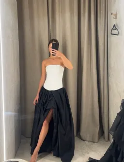 Aje Violette Bubble Hem Maxi Dress Ivory/Black Size 4 for rent on The Volte - image 4