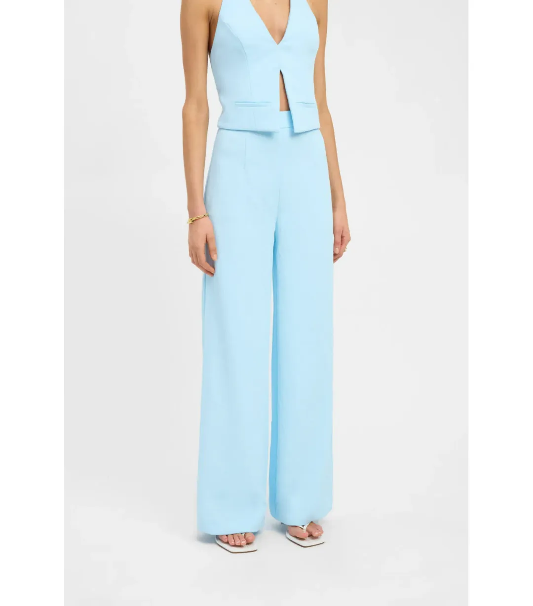 Kookai Oyster Backless Vest and Willow Pants Cloud Blue Size AU 6 for rent on The Volte - main image