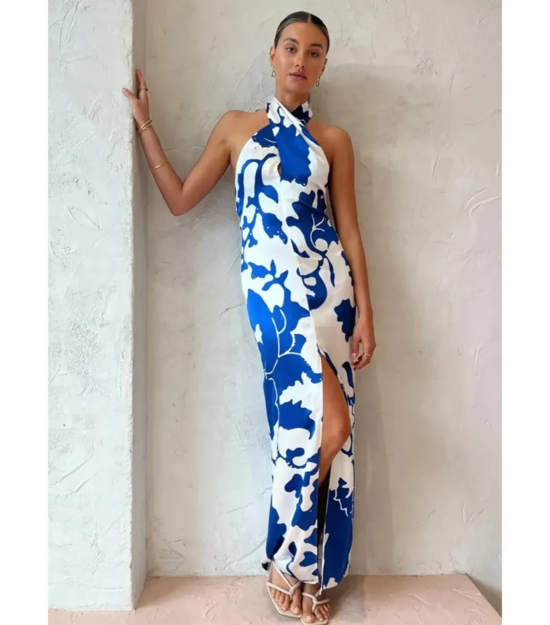 SIR The Label Esme Halter Dress in Merce Abstract Print Size 0 / AU 6 for rent on The Volte - main image
