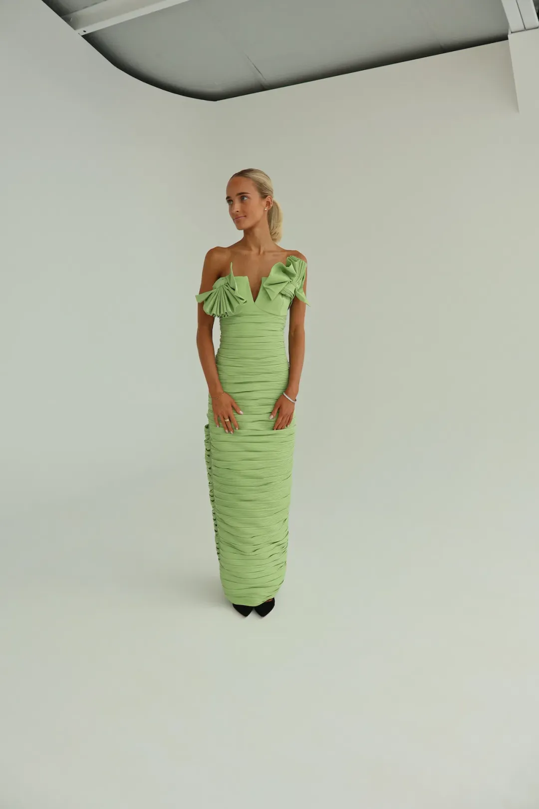 Rachel Gilbert Jensen Gown Pistachio Size AU 10  for rent on The Volte - main image
