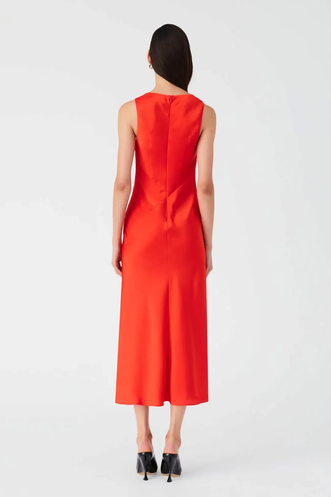 MISHA Ambrosie Satin Midi Dress in Vermillion Red Size 14/XL for rent on The Volte - main image