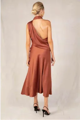 Misha Robbia Midi Dress Copper Brown Size 10/M for rent on The Volte - image 2