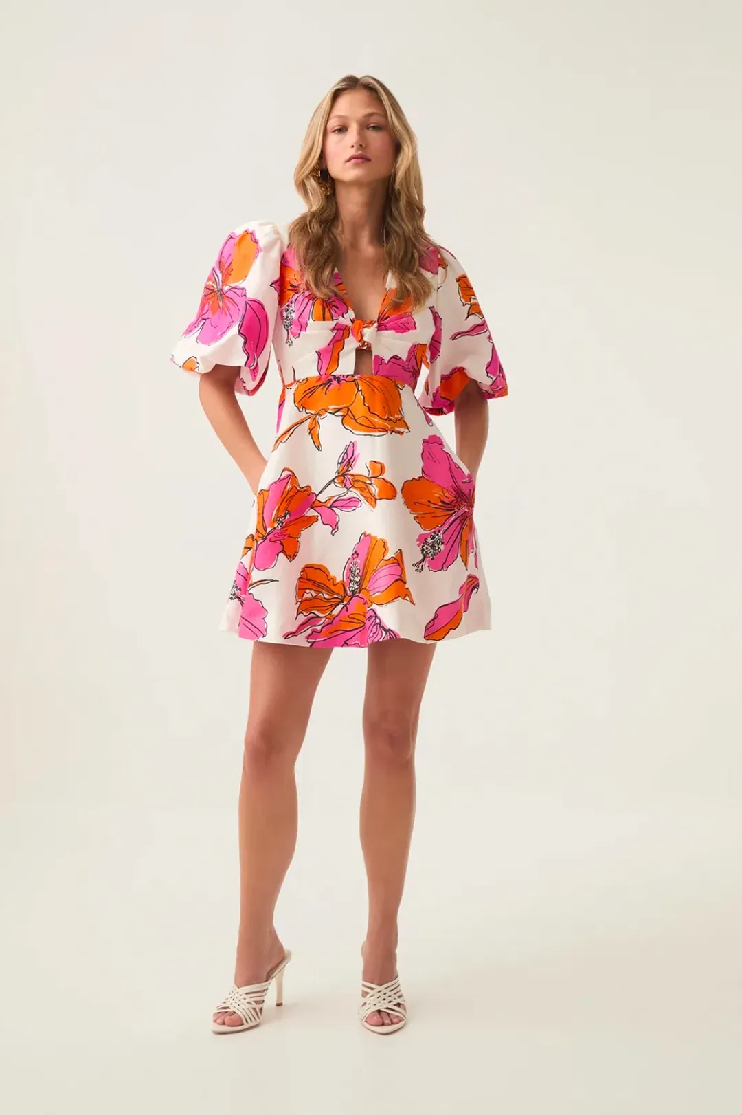 Aje overflow knotted mini dress size 12 for rent on The Volte - main image