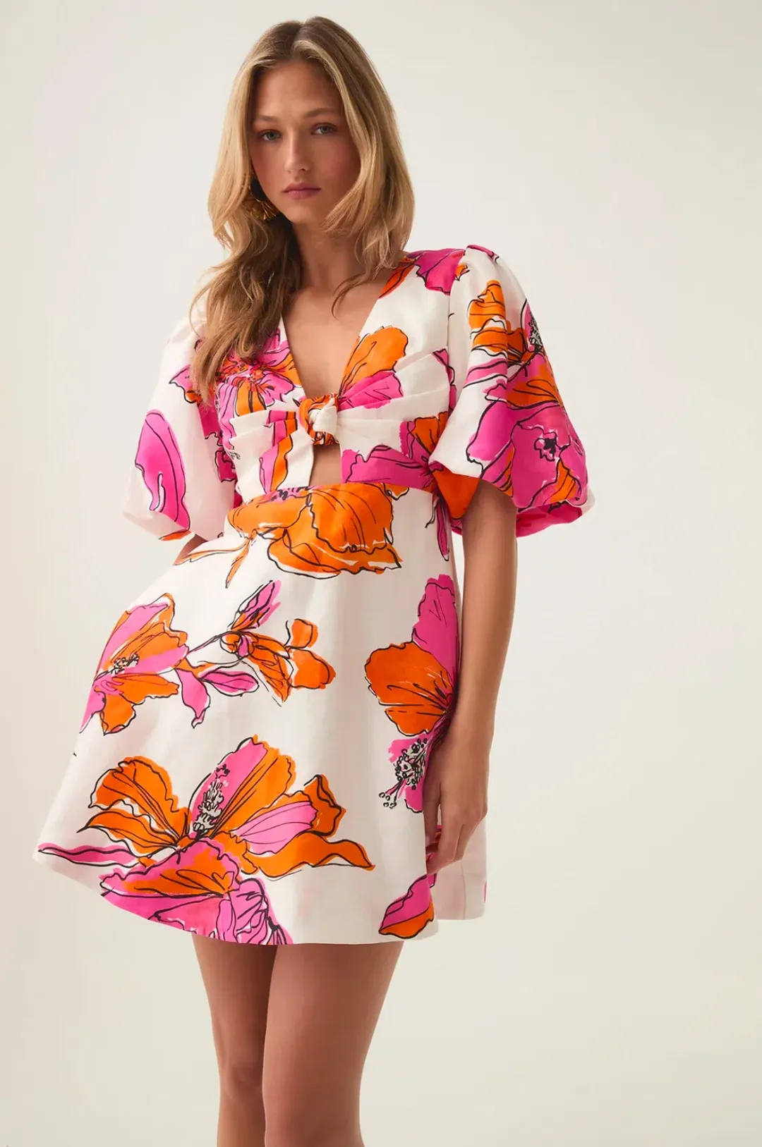 Aje overflow knotted mini dress size 12 for rent on The Volte - main image