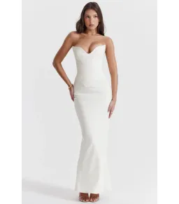 House Of CB Tamara Strapless Corset Dress Ivory Size AU 8 for rent on The Volte - image 1