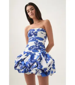 Aje Violette Bubble Hem Mini Dress Boldly Blooming Cobalt Size AU 4 for rent on The Volte - image 2