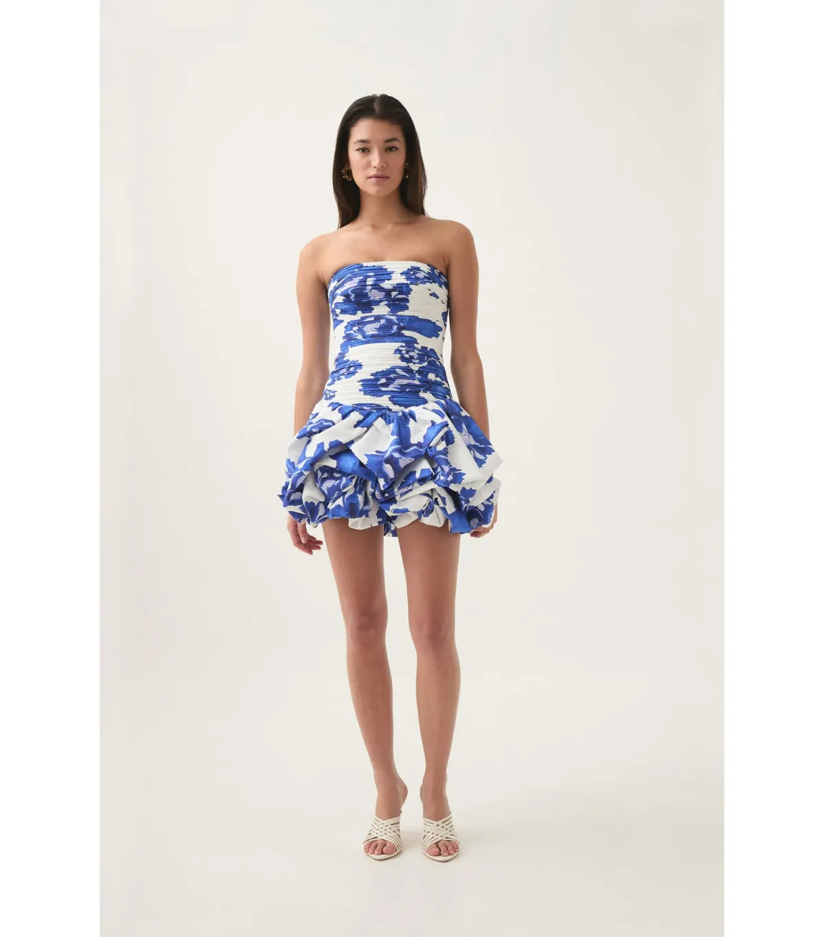 Aje Violette Bubble Hem Mini Dress Boldly Blooming Cobalt Size AU 4 for rent on The Volte - main image