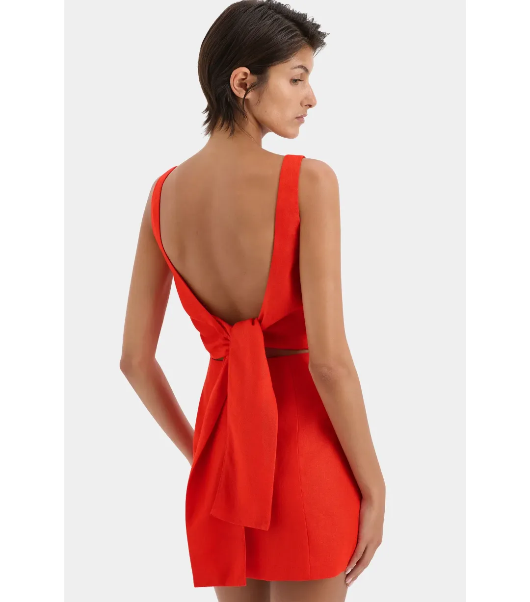 Sir the Label Iris Tie Mini Dress in Scarlet Red Size 1 / AU 8 for rent on The Volte - main image
