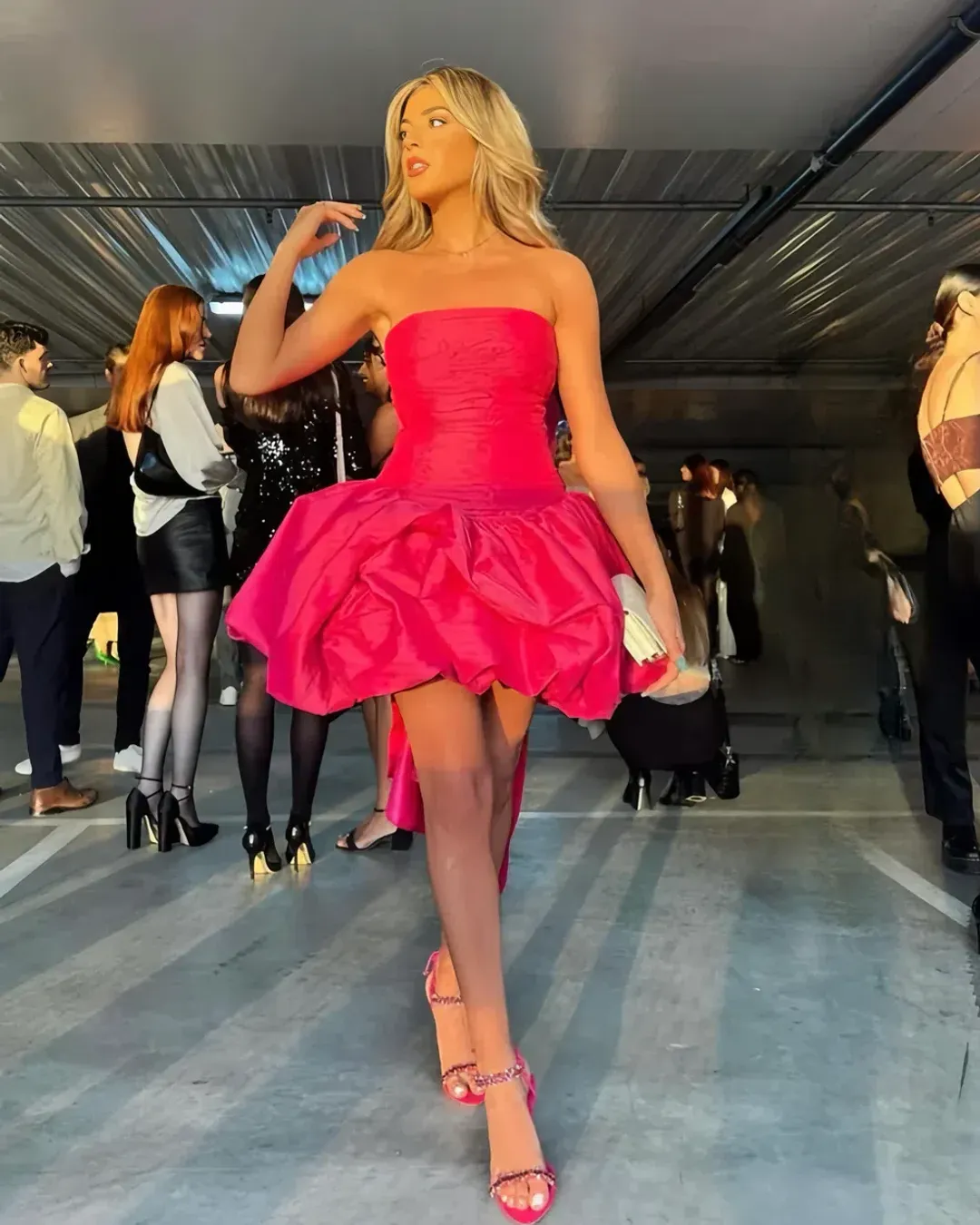 Aje Piacere Bubble Hem Mini Dress Fuchsia Size S / AU 8 for rent on The Volte - main image