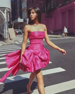 Aje Piacere Bubble Hem Mini Dress Fuchsia Size S / AU 8 for rent on The Volte - image 4